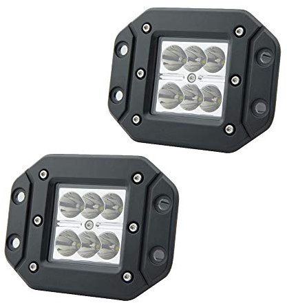 HEHEMM Auto LED-Flutlichter, Rücklicht Offroad-Fahren Nebelscheinwerfer 18W Pods 1800 Lumen Stoßstange Arbeitslicht Bar 2 Stück(weißer Strahler)