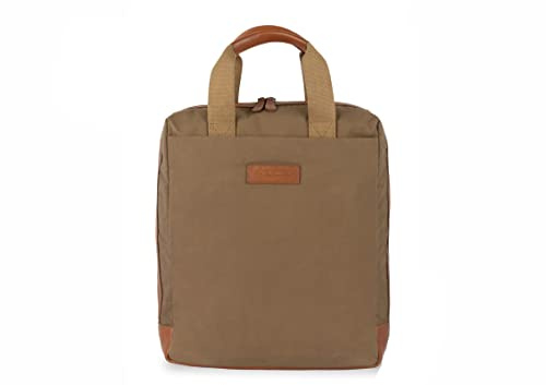 Silver Street London Men's Lenzo Canvas Leather 14 inch Laptop Backpack, Travel Backpack Casual Daypack Large Capacity, Tan