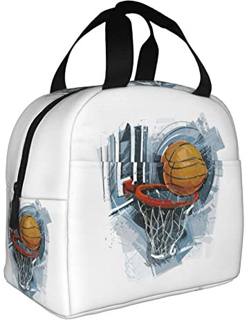 XVBCDFG Bolsas de almuerzo con estampado de baloncesto para hombres y mujeres, fiambreras reutilizables aisladas, pequeñas bolsas de almuerzo, fiambreras Ben