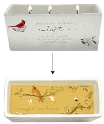 Pavilion Gift Company - Always in Our Hearts - 12 oz 100% Soy Wax Candle Triple Wick Candle - Jasmine Scented - Wax Reveal Surprise Message Remembrance Memorial Funeral Gift Bereavement Grief Present