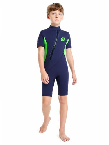 Summshall Neoprenanzug Kinder，2MM Neopren Shorty Wärmender Badeanzüge für Mädchen Jungen Thermal Taucheranzug Ultra Stretch Wetsuits für Wassersport