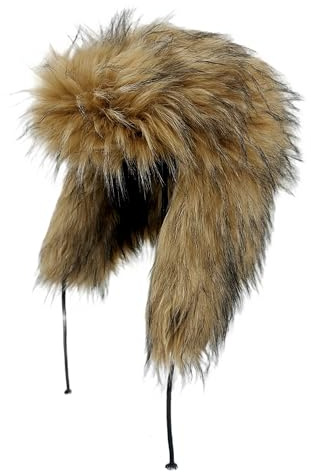 YFJNV Y2K Faux Fur Russian Hat, Soft, Warm Winter Trapper Hat with Earmuffs for Men and Women (US, Alpha, Small, X-Large, Brown)