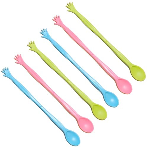 WERIGONI Juego de 6 cucharas de plástico de colores, cucharaditas, cucharas de café, cucharas para huevos, cucharas de postre, cucharas para huevos de plástico