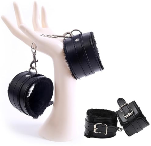 Hdynasty Manette di Peluche in Pelle Accessori per Il contenimento di Mani e Piedi da Donna, Attrezzatura Alternativa per Lo Yoga (Nero)