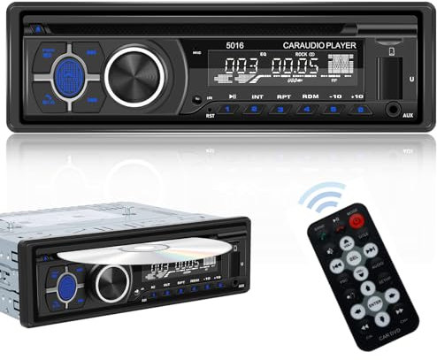 Podofo 1 DIN Autoradio FM/AM Radio, Lettore DVD/CD Musica Bluetooth Vivavoce Chiamata Telefonica Supporto APP Localizzazione EQ Ingresso USB/TF Lettore MP3 per Auto