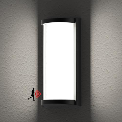 Sytmhoe Appliques Da Esterno Con Sensore Di Movimento e Crepuscolare Per Balcone 18W 1800LM, IP65 Alluminio Luci Per Esterno a Parete Moderne 5000K Luce Naturale Lampade Per Porta d'Ingresso Garage