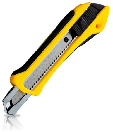 Cúter Profesional con Cuchilla de 18 mm, Mango Ergonómico Antideslizante, Bloqueo Automático, Portacuchillas. Utility knife. SK5. Ideal Bricolaje y Uso Industrial