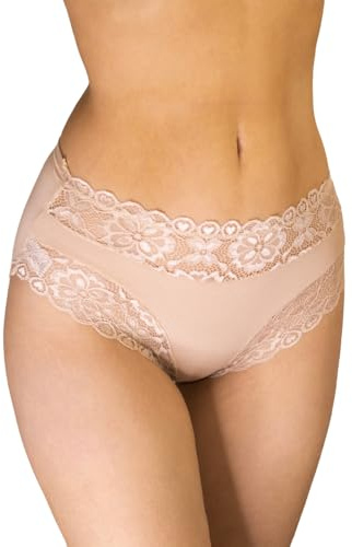 BeMyco Set 6 Pezzi Mutande Vita Alta Donna in Pizzo – Culotte Cotone Donna comode e Traspiranti – Slip Eleganti e Resistenti, Made in Italy (IT, Testo, XXL, Regular, Regular, Nudo)