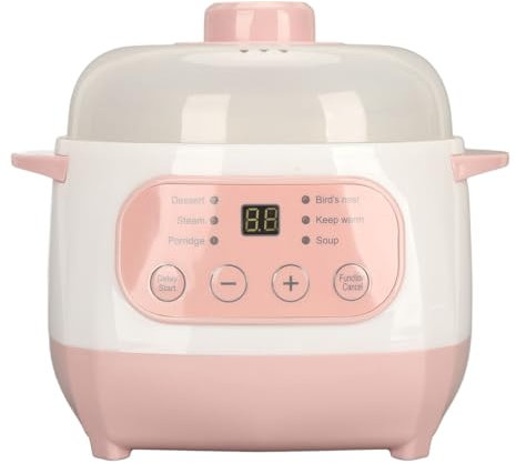 Mijoteuse 1L électronique Schonger Multicuiseur avec Minuterie 24H Récipient de Cuisson Amovible avec Pot Intérieur en Céramique et Couvercle pour Ragoûts de Soupe Riz et (ABS +