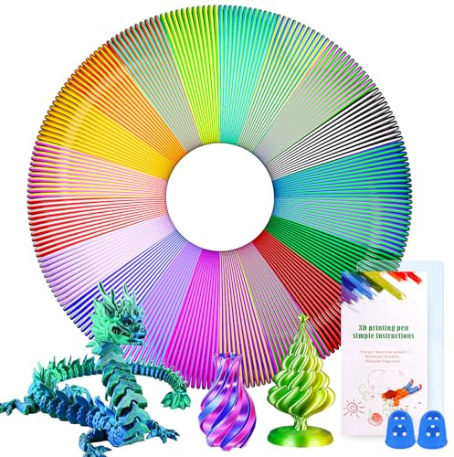 PITMT 3D Stift Filament PLA, 20 PCS Zweifarbig 3D Pen Filament 1,75 mm, Je 5M mit 3D Stift Vorlagen für Kinder & Erwachsene, 3D Stift Zubehör Filament für ODRVM, Tecboss, Lovebay, 3D Drucker
