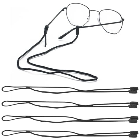 YUNHOLO 4Pcs Secure Glasses Cord, Adjustable Sports Glasses Strap, Universal Eyeglass Strap Chains Cord, Anti Slip Eyewear Retainers Neck Holder Cord Lanyard for Kids Adult