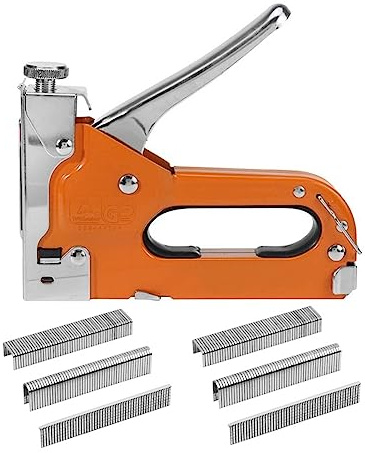 Pistolet à Clous, 3 en 1 agrafeuse cloueuse agrafeuse cloueuse rembourrage fixer meubles outil cadre en bois agrafeuse acier inoxydable outil à main 600 pièces clou(3 in 1 600PCS)