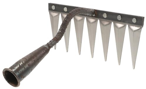 BESPORTBLE Râteau de Jardin Manuel en Acier 7 Dents Renforcé, Léger et Durable, Outil Polyvalent pour Désherbage, Ameublissement du Sol et Plantation, Petit Râteau Portable pour Jardinage
