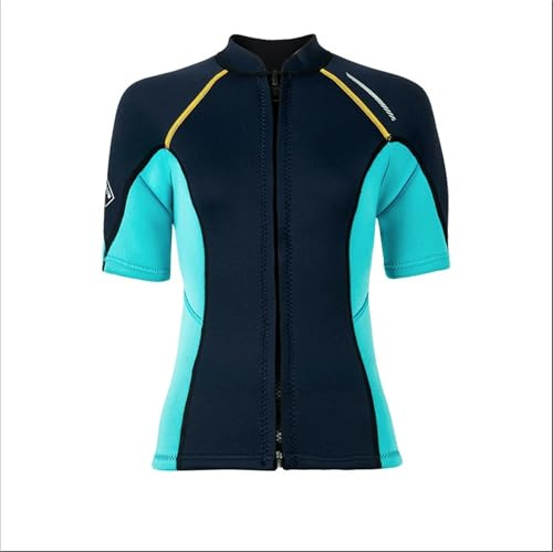 Muta Uomo Costume da bagno a maniche corte diviso for donna in neoprene da 1,5 mm, pantaloni corti, giacca da surf e immersioni.(Blue top,XL)