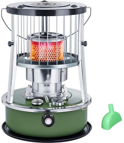 9000 BTU Stufa Petrolio Riscaldamento a Stoppino Serbatoio Da 4,6 Litri Riscaldamento Di Emergenza Senza Elettricità Riscaldatore per Campeggio,Emergenze,militarygreen-Singleitem