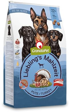 GranataPet Liebling's Mahlzeit Pute Senior, Trockenfutter für Hunde, Hundefutter ohne Getreide & ohne Zuckerzusätze, Alleinfuttermittel, 10 kg