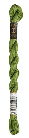Anchor Stickgarne, 100% Baumwolle, olivgrün, Stärke 5, 21m, 4585000-00266