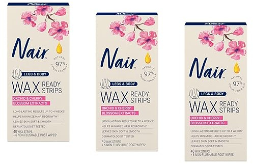 Nair Hair Remover Wax Ready-Strips 40 Count Legs/Body (3 Pack)