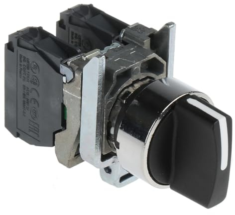 Schneider Electric Harmony XB4 växelströmbrytare, metall, 22 mm, 3 positioner, låsning, 2S, svart, artikelnummer XB4BD33