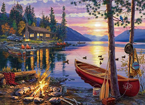Bweissth 1000 Stück Puzzles für Erwachsene Teenager Sonnenuntergang am See Stress abbauen Familien-Puzzlespiel mit Poster in voller Größe 1000-teiliges Puzzle Kinder Lernspiel Spielzeug Geschenk
