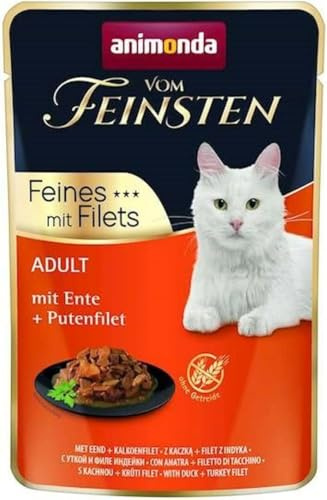 animonda från finaste med filéer, kattmat våt med anka kalkonfilé, 18 portionspåsar (18 x 85 g), kornfritt våtfoder för katter utan socker, med köttiga ingredienser