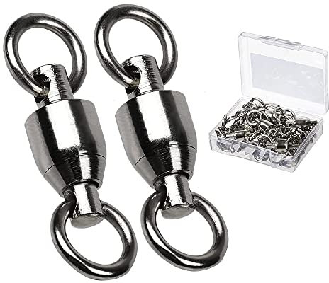 9Tong Ball Bearing Wirbel Geschweißt Ringe, Wallerwirbel Meereswirbel Salzwasserfest Spaltring Angelausrüstung Zubehör Köder-Anschluss Schwarz 25pcs 44lbs