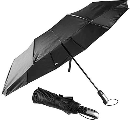 Uootach Regenschirm sturmfest, 10 Bone - Sonnenschutz, Automatisches Öffnen und Schließen mit einem Knopfdruck, tragbarer faltbarer Taschenschirm, Geeignet für Männer und Frauen, Kinder(Schwarz)