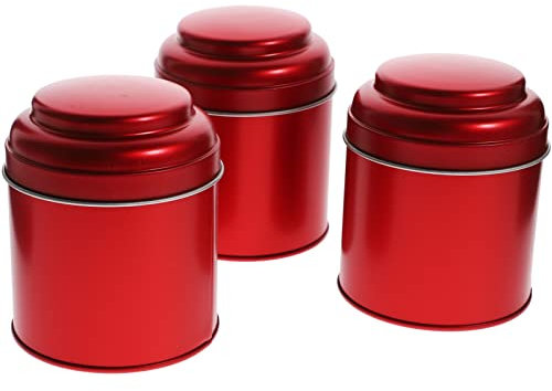 Healvian 3 Pezzi Barattoli di tè Barattolo di tè Sfuso Barattoli da Cucina Piccoli di Foglie di di Caramelle Contenitori per Alimenti Ermetici, Rosso, 9.3x7.5x7.5cm