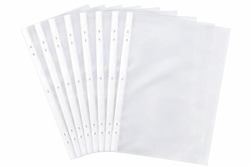 1ABOVE Premium 60 Micron 100-Pack A4 Punched Plastic Wallets – Crystal Clear Glass Finish, Durable Poly Pockets Perfect for Organizing Paper, Documents, and Files