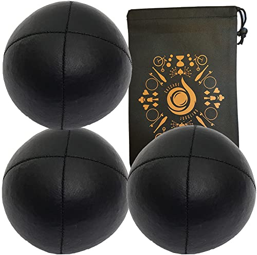 3 x Pro Cascade XL 180g Juggling Balls - Large Sized Quality Thud Beanbags & Bag - Set of 3 Juggling Balls (Black)
