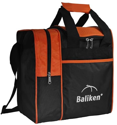 BALIKEN Einzelne Bowlingballtasche mit gepolstertem Ballhalter, die Bowlingtasche passt für 1 Bowlingball & Paar Herrenschuhe in Größe 13 (Orange)