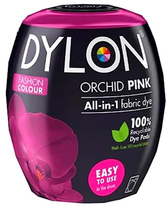 DYLON Textilfarbe Orchid Pink All in One POD Farbe & Fixierer für 600g Stoff Orchideenrosa