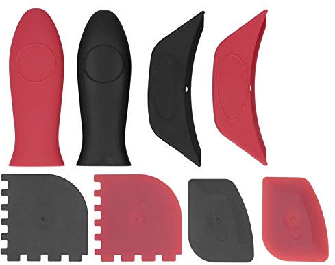 HUAOSN Juego De 4 Soportes De Silicona para Mango Caliente, Juego De Fundas De Silicona Antideslizantes para Ollas, Rascador De Silicona para Parrilla, Funda para Utensilios De Cocina Gruesa