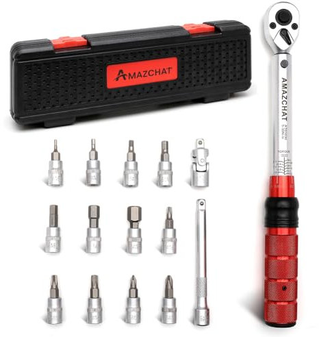 AMAZCHAT Drehmomentschlüssel 1/4 Zoll, 5-30 Nm, ±3% Fehlergenauigkeit, Dual-Direction Verstellbare 72 Zähne Reifenschlüssel Tool mit Aufbewahrungsbox, Drehmoment-Schlüssel für Fahrrad