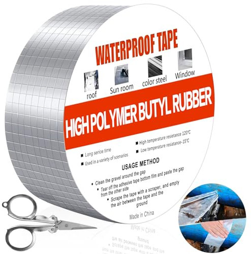 Cinta de sellado impermeable de 5 cm x 5 m, cinta de sellado autoadhesiva para fugas de techo, grietas superficiales, alféizares de ventanas, rotura de tubos, ventanas de cristal