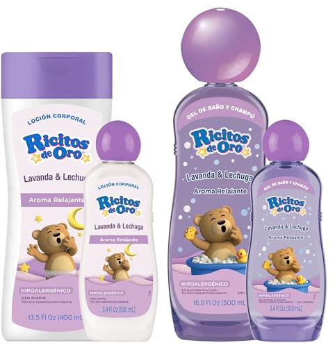 Pack Ricitos de Oro Lavanda&Lechuga Gel-champú 2en1 500 ml + Loción corporal 400 ml + REGALO 2 minitallas viaje 100 ml