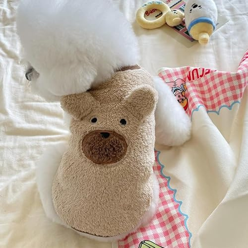 Fnaobai Dog Sweater for Small Medium Dogs Cats Winter Cozy Fleece Jumper Puppy Bear Plush Coat Cold Weather Warm Clothes (Beige, S)