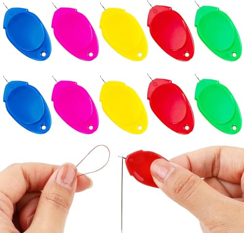 35 Pcs Needle Threaders – Plastic Hand Sewing Needle Threader Kit for Quilting, Embroidery & Cross Stitch – Fast, Precise Threader Tools for Hand and Machine Sewing, Mending – Assorted Colours