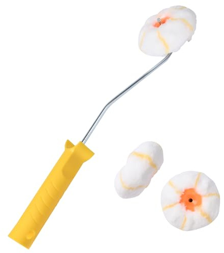 Pumwoy Eckenroller Ø 10cm mit 40 cm Bügel, Eckroller für Innenwinkel, Kanten und Enge Räume, Eckwalze Ergonomischer Griff + 3 Rollen, Eckenkanten-Farbroller Geeignet für Alle Lackarten