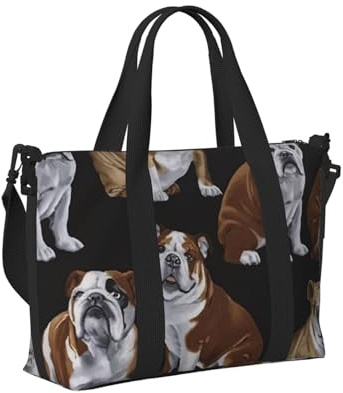Sac à main de voyage léger et pliable avec imprimé bouledogues anglais pour femmes et hommes pour week-end, gym, vacances