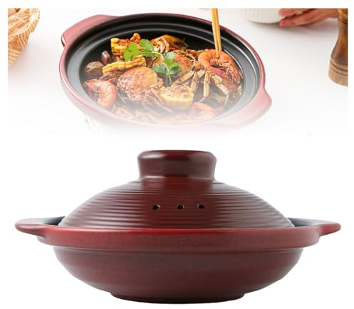 Olla de cerámica japonesa, olla de cerámica resistente al calor con tapa, cazuela for estufa, utensilios de cocina multifuncionales for guisos de arroz y sopas(1.4L)