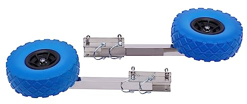 Roue de Halage Bateau, Chariot Mise à l'Eau Pneumatique en Acier Inoxydable, Roue Transom Charge Lourde 150kg avec Pneu Mousse 25cm, Accessoire Universel pour Bateau Gonflable Annexe Plage Sable