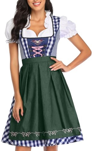 Dirndl Femme Jupe Traditionnelle Midi Grandes Tailles Robe Dirndl Tenue Bavaroise, Robe Traditionnelle pour La Fête de La Bière Costumes Ethniques pour La Fête de Oktoberfest