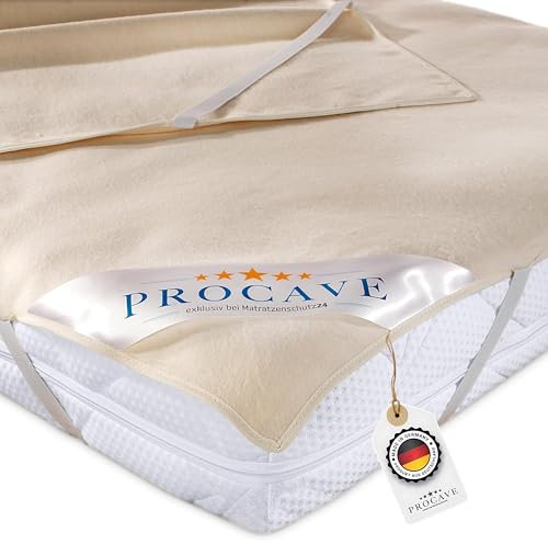 PROCAVE Matratzen-Auflage aus 100% Baumwolle, Natur-Matratzenschoner atmungsaktiv, hochwertige Moltonauflage als Matratzenschutz, Premium Qualität Made in Germany 160x220 cm