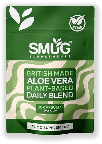Aloe Vera Extract - 60 Capsules – Two a Day – Plant Based Supplement – 30 Day Supply – Made in Britain – SMUG Supplements