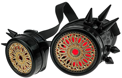 MFAZ Morefaz Ltd Welding Cyber Goggles skyddsglasögon svetsning solglasögon steampunk goth rund cosplay glasögon party fin klänning, Svart dubbar design, M/L