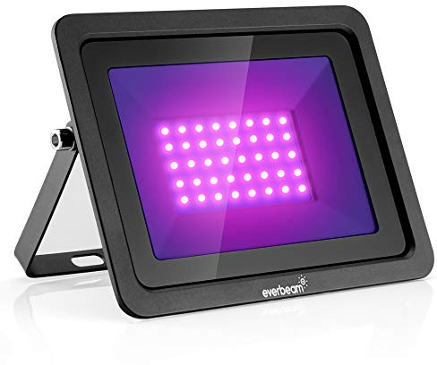 Everbeam 395nm 50W UV LED-strålkastare med Svartljus - Högpresterande LED-lampor, IP66 Vattentät, Ultraviolett översvämningsbelysning för akvarium, inomhus- eller utomhusfester, Halloween dekorationer