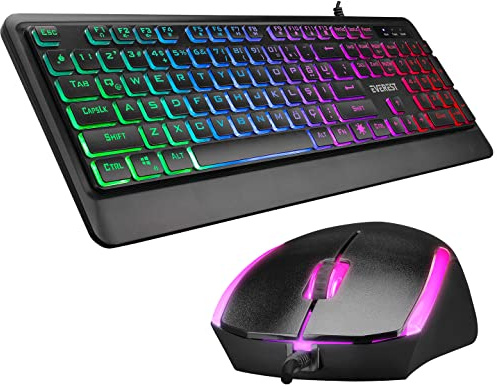 Everest KM-R59 FORZA PLUS svart USB regnbåge bakgrundsbelysning Q tangentbord + 1200 dpi mus set