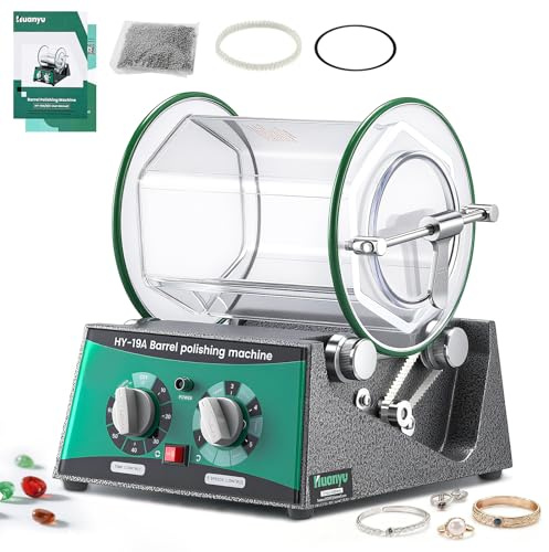 Huanyu Polisseuse de bijoux Capacité de 3kg, 150W Machine à polir à tambour Machine à polir à tambour avec 450g de perles de polissage Convient pour le polissage de la quincaillerie de bijouterie