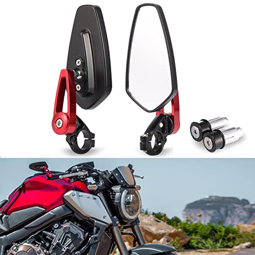 LOKLISUM Specchietti Moto Manubrio 7/8 Specchietti Retrovisori Bar End Universali Specchietti Laterali Moto Compatibile per Cruiser Scooter Bobber Chopper MT 07 09 Z900 Z1000 CB650F CB125R Cafe racer
